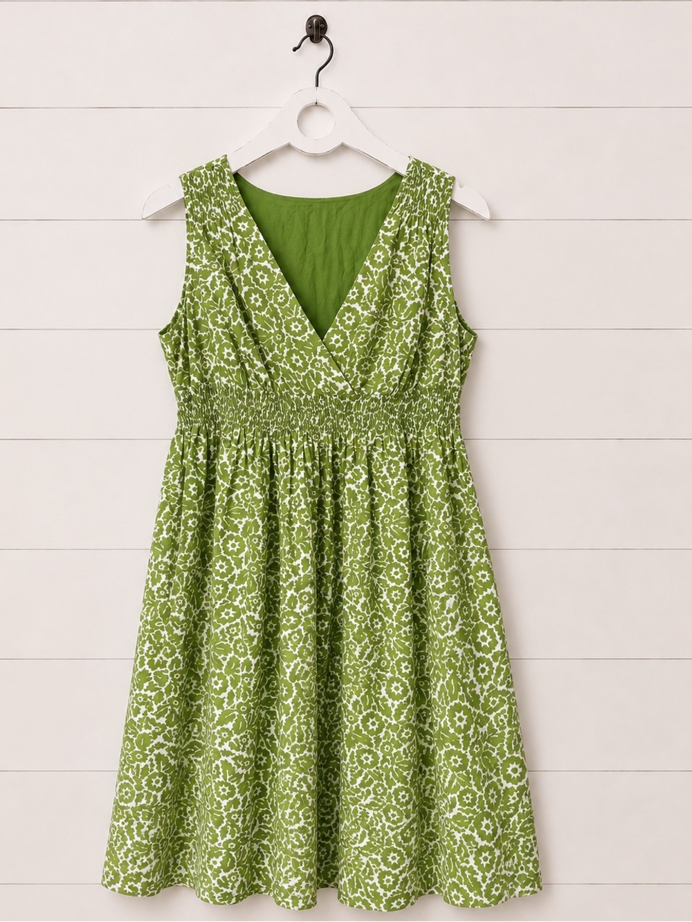 Liz Claiborne Green and White Printed Midi Dress